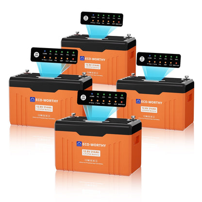 Eco-Worthy EnergyTrek 12V 314Ah Lifepo4 Lithium Battery | Bluetooth with SOC LEDs and Low Temp Protection - lithium battery