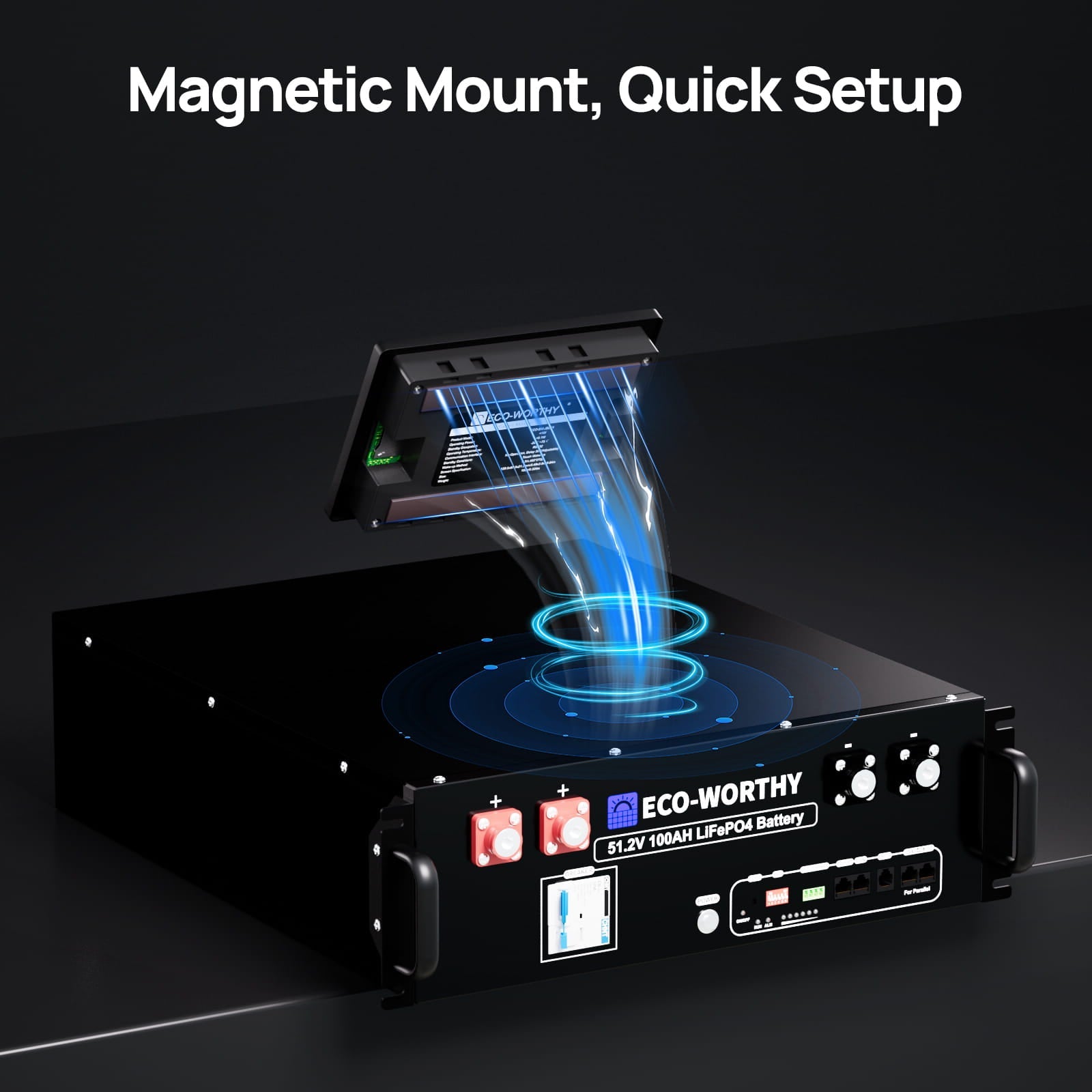ECO - WORTHY ESM100 Touchable Display Battery Monitor for 48V 100AH LiFePO4 Server Rack Battery(V3) - battery accessories