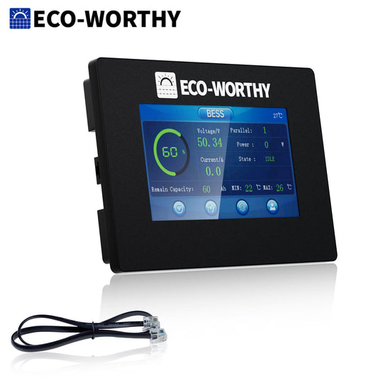 ECO - WORTHY ESM100 Touchable Display Battery Monitor for 48V 100AH LiFePO4 Server Rack Battery(V3) - battery accessories
