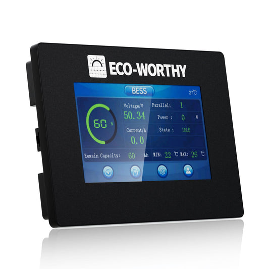 ECO - WORTHY ESM100 Touchable Display Battery Monitor for 48V 100AH LiFePO4 Server Rack Battery(V3) - battery accessories