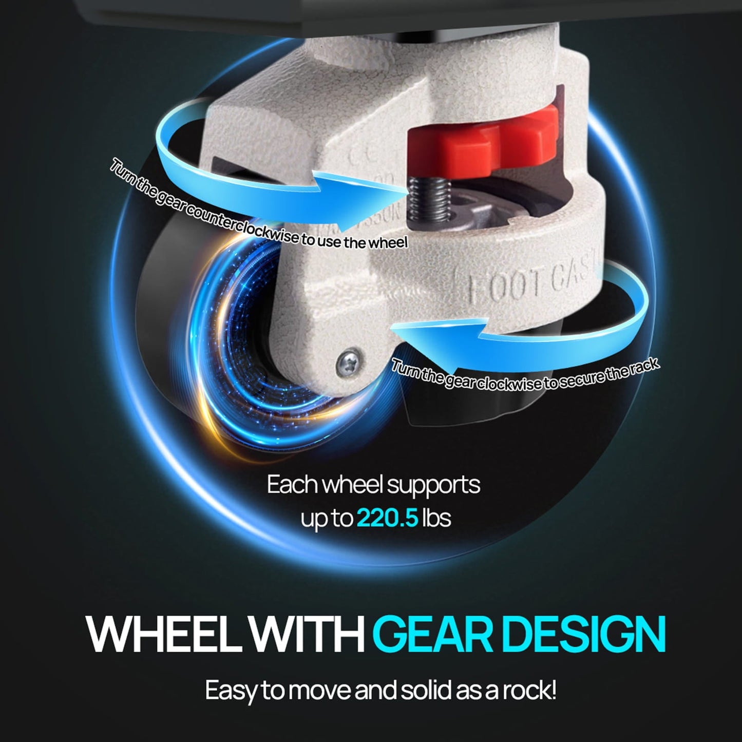 Wheel with gear design on a dark background