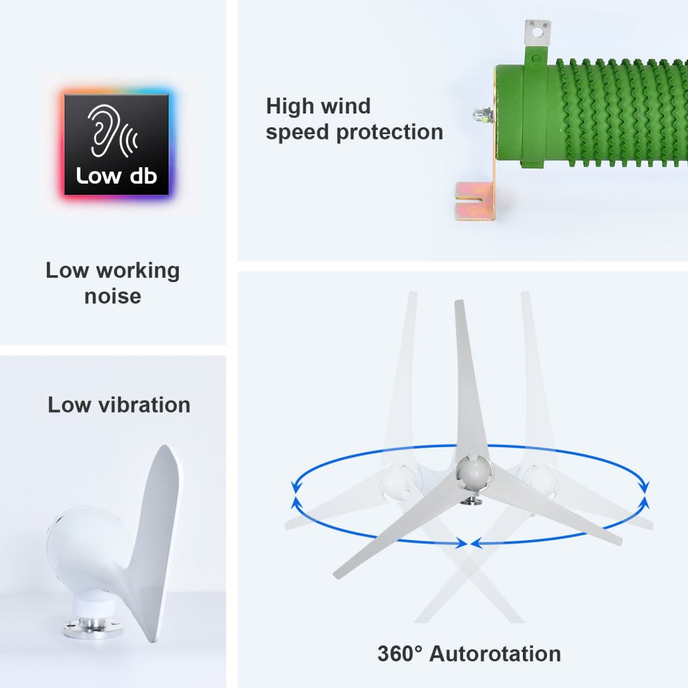 400W 12V/24V Wind Turbine Generator With 40A Hybrid Controller