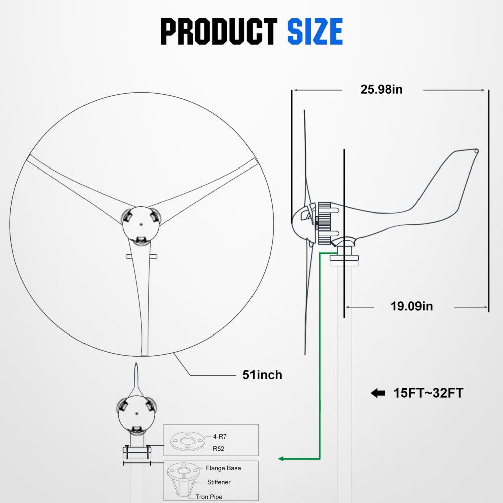 400W 12V/24V Wind Turbine Generator With 40A Hybrid Controller