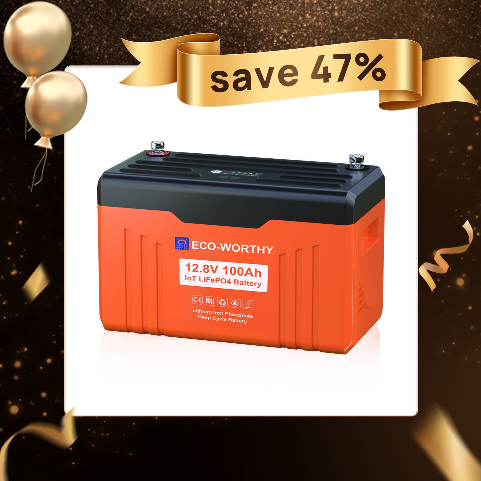 12V 100Ah LiFePo4 Lithium
Battery withBluetooth,WiFi and Low-Temp Protection