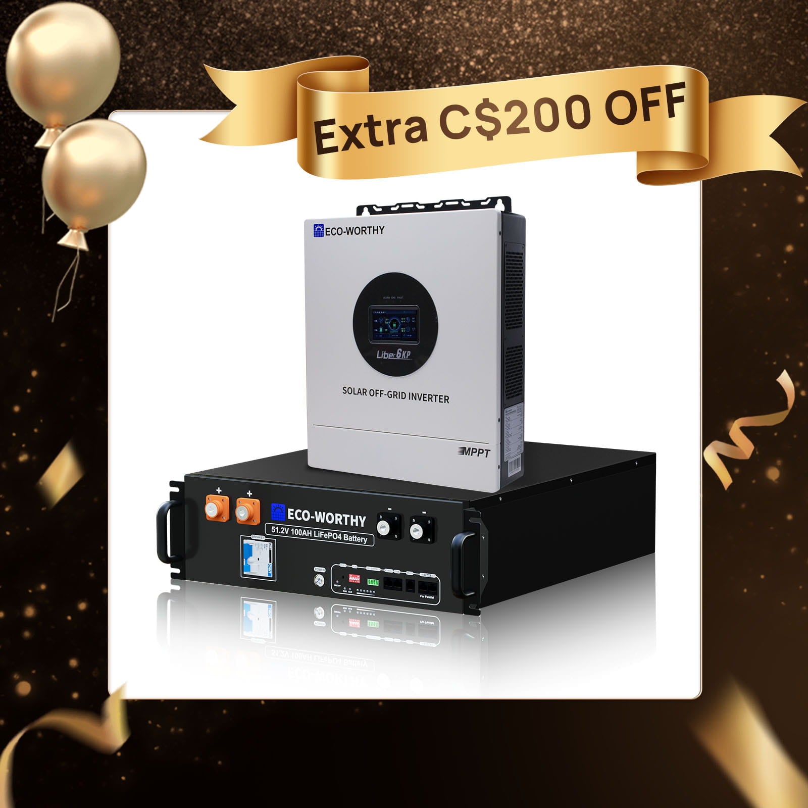 ECO-WORTHY 6kWh Home Backup Powerwith 48v 100Ah LiFePo4 Battery and 3500w48V off-Grid inverter