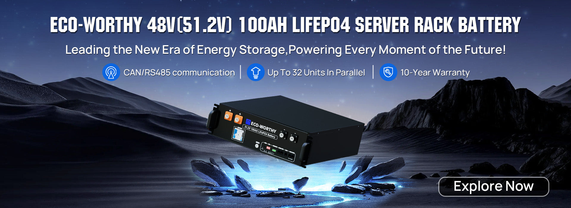 Choose ECO-WORTHY 48V (51.2V) 100AH Server Rack Battery