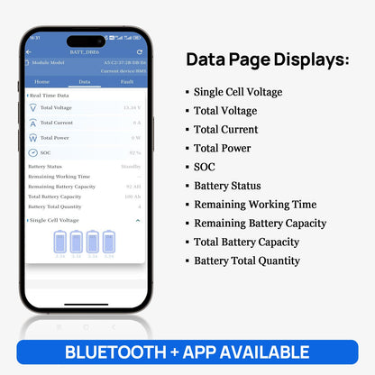 Smartphone displaying battery monitoring app with feature list on a white background