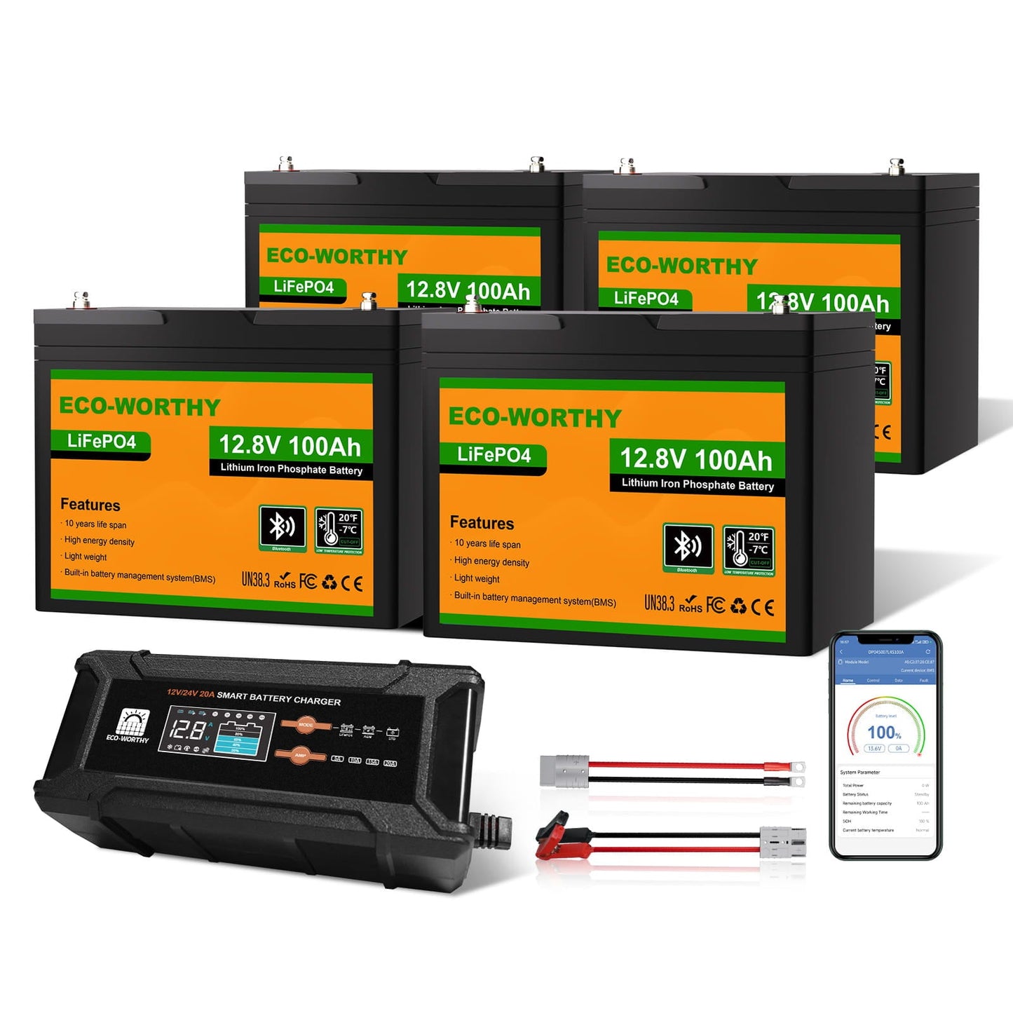LiFePO4 12V 100Ah Lithium Iron Phosphate Battery With Bluetooth And Low - temperature Protection - lithium battery
