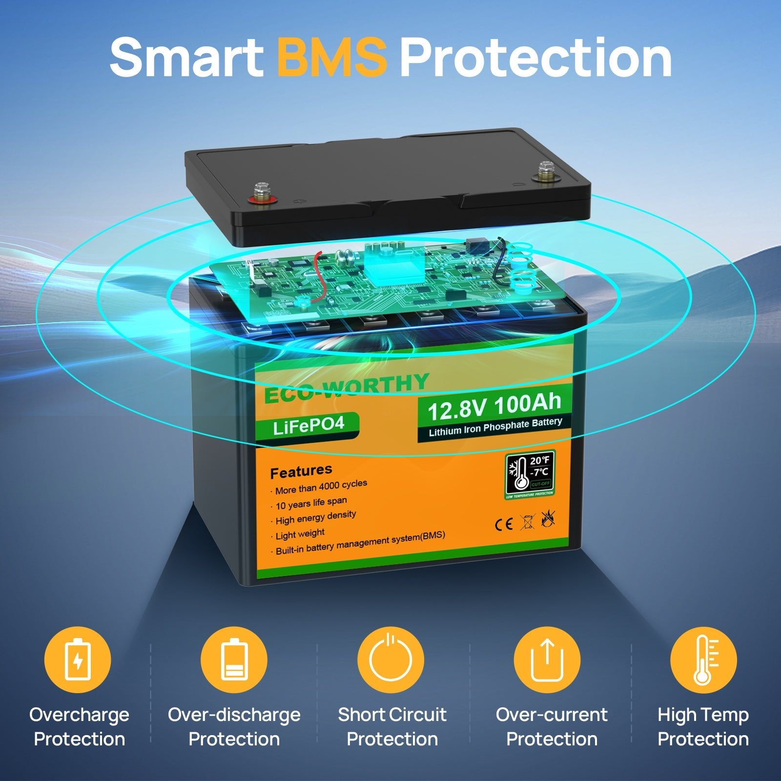 LiFePO4 12V 100Ah Lithium Iron Phosphate Battery With Low Temperature - lithium battery