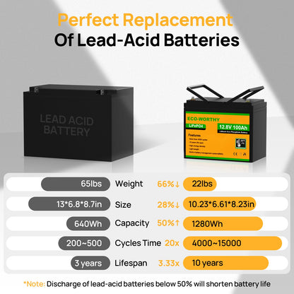 LiFePO4 12V 100Ah Lithium Iron Phosphate Battery With Low Temperature - lithium battery