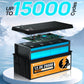 Battery with electronic components on a light blue background, highlighting 'Up to 15000 Cycles' text.