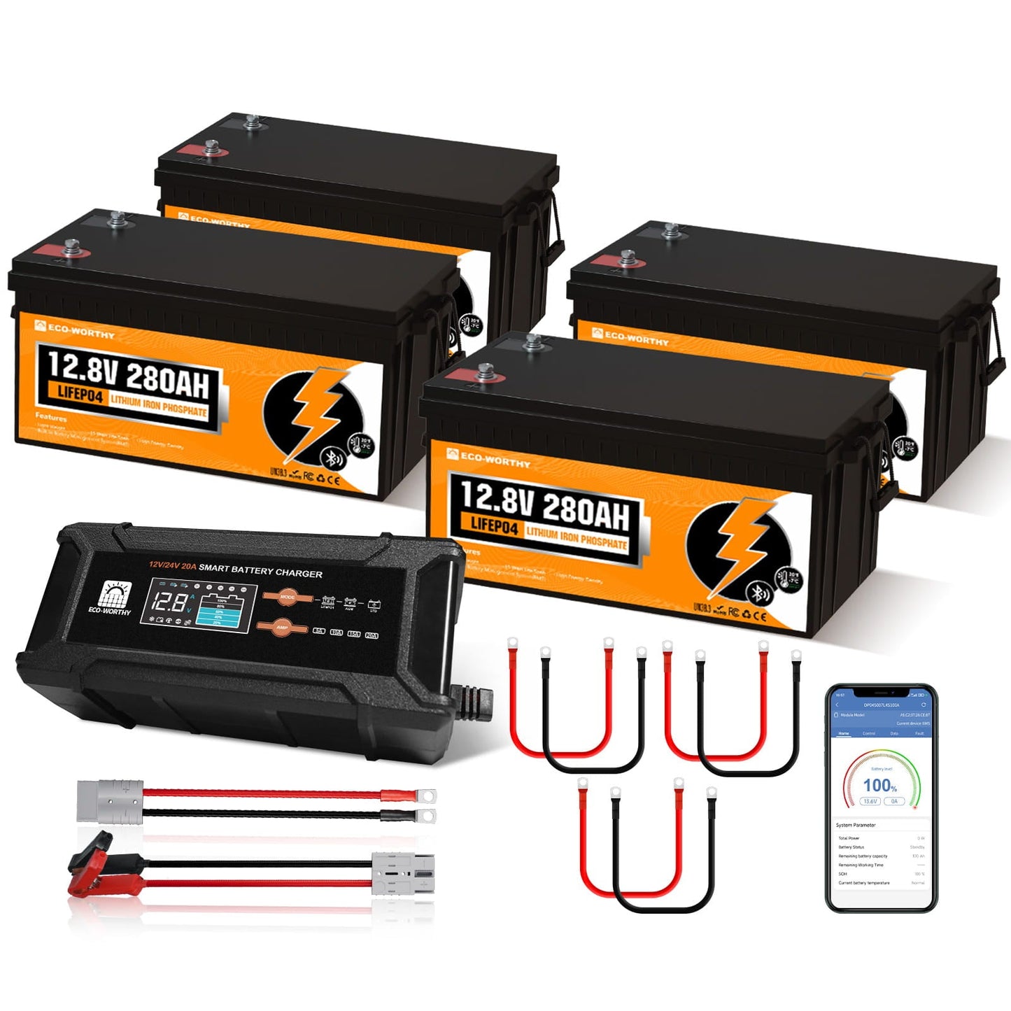 LiFePO4 12V 280Ah Lithium Iron Phosphate Battery With Bluetooth And Low - temperature Protection - lithium battery