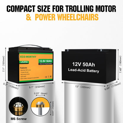 LiFePO4 12V 50Ah Lithium Iron Phosphate Battery - lithium battery