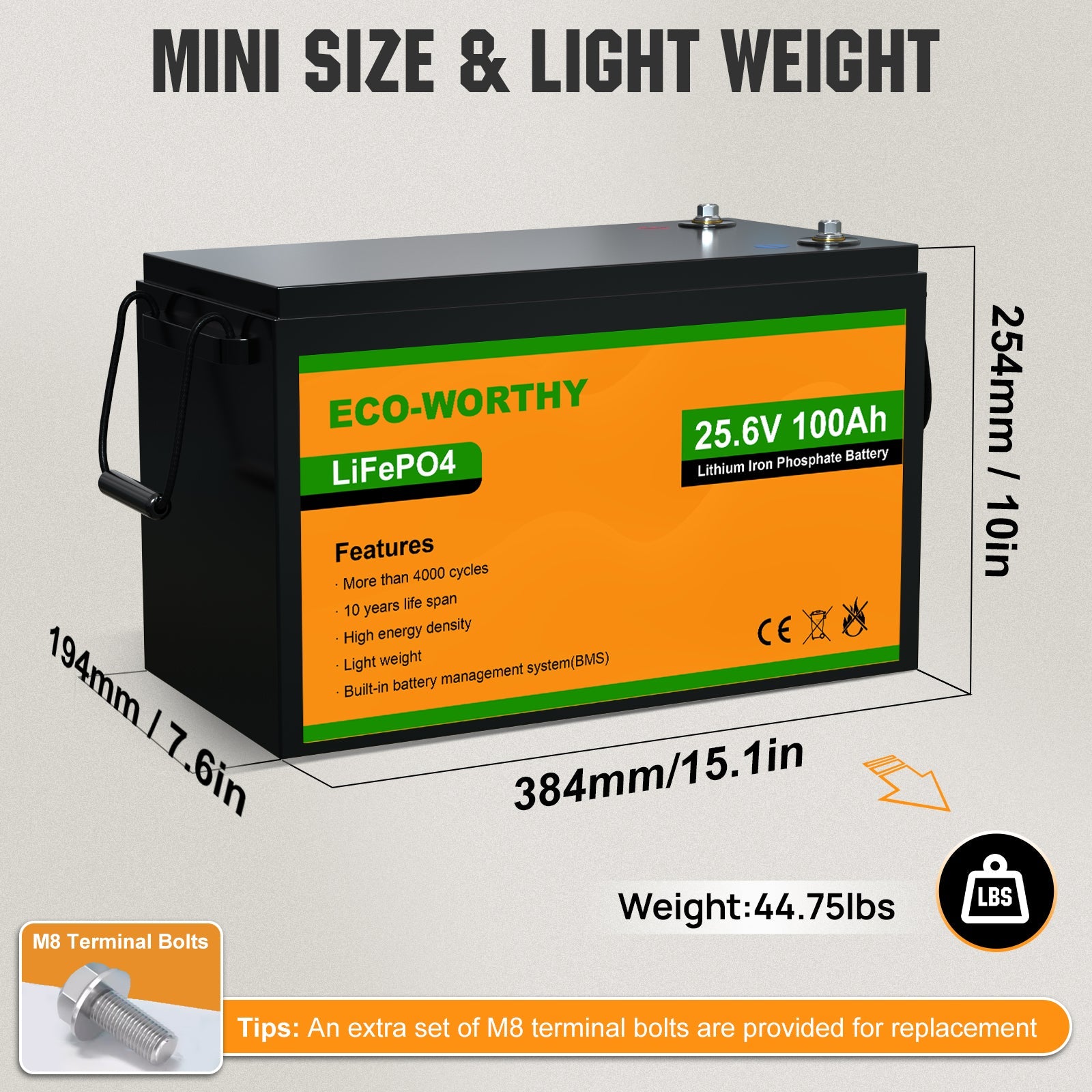 LiFePO4 24V 100Ah Lithium Iron Phosphate Battery - lithium battery