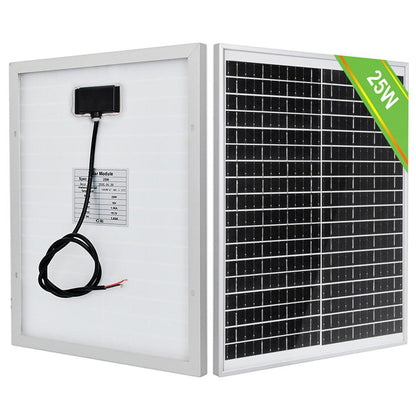 25W 12V Monocrystalline Solar Panel Trickle Charger Kit - 5W - 25W solar panel