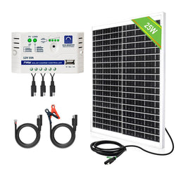 25W 12V Monocrystalline Solar Panel Trickle Charger Kit