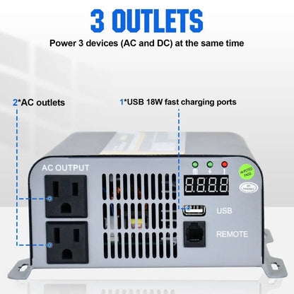 600W Off Grid Pure Sine Wave Inverter 12V to 110V - Inverter