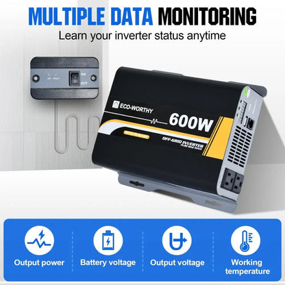 600W Off Grid Pure Sine Wave Inverter 12V to 110V - Inverter