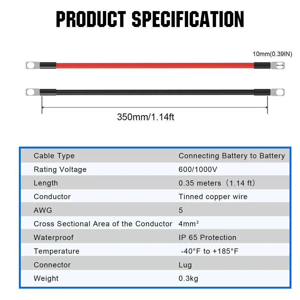 6AWG (16mm²) 13 Inch Battery Interconnect Cable - wirings