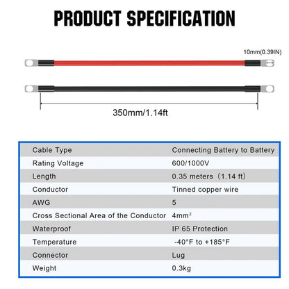 6AWG (16mm²) 13 Inch Battery Interconnect Cable - wirings