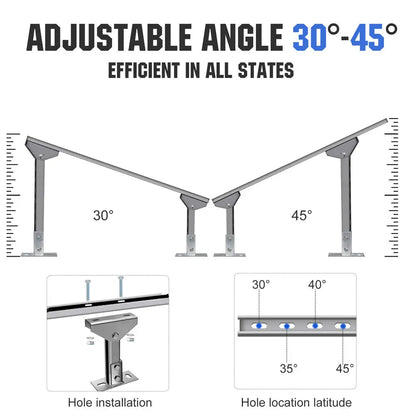 Adjustable Multi - Piece Solar Panel Mounting Brackets for 1 - 4 Pieces of Solar Panels - mounting brackets