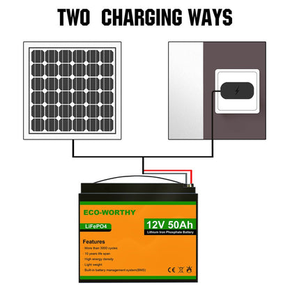 LiFePO4 12V 50Ah Lithium Iron Phosphate Battery - lithium battery
